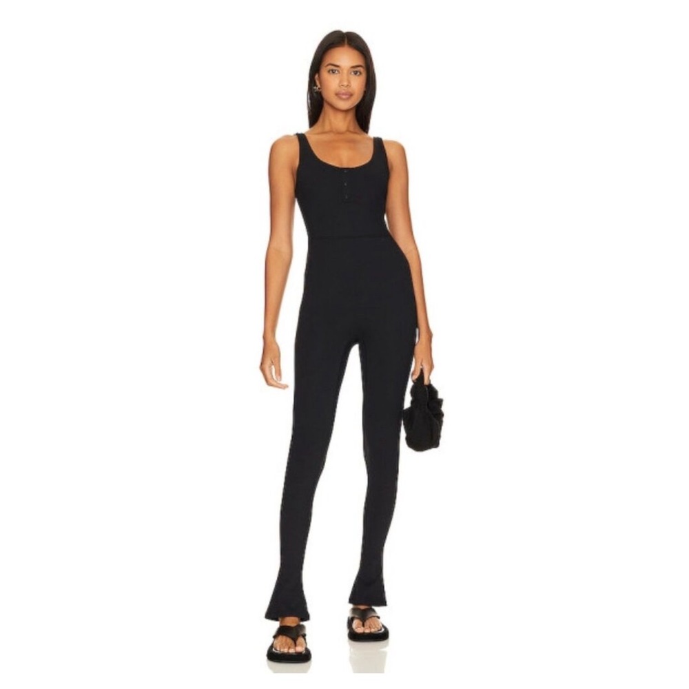 We Wore What Women's Pull-on Henley Flare Jumpsuit Size‎ L